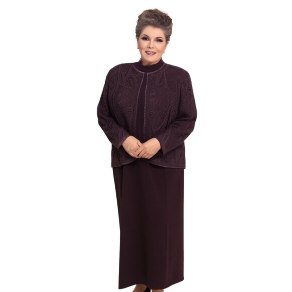 Vintage Miss Dorby Maxi Sweater Dress Jacket Dark Purple Woman's WOMEN'S LARGE - Picture 1 of 14